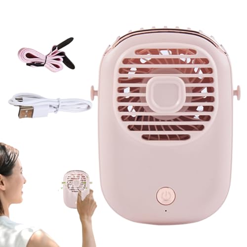 Dtaigou Tragbarer Handventilator - Persönlicher Halskühler Mit Band - Tischventilator USB Wiederaufladbar Kühlung Für Männer Frauen Arbeitsplatz Zuhause Fitnessstudio Reisen von Dtaigou