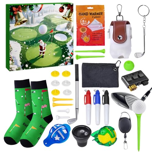 Golf Set Weihnachten Countdown-Kalender 2025, 24-Weihnachts-Countdown-Kalender für Männer Teen Boy Golf Clubs Balls T-Shore Scorecard von Dtaigou