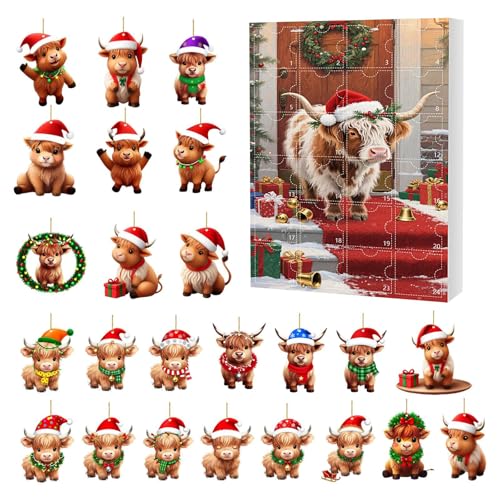 Highland Cow -Kalender 2025,24 Tage Highland Cows Ornamente Weihnachtskalender, Weihnachtsanhänger Urlaub Count Down, 2. Dekorationsfest, für Auto Schlafzimmer Wohnzimmerdekoration Highland Cow -Kalender 2025,24 Tage Highland Cows Ornamente Weihnachtskalender, Weihnachtsanhänger Urlaub Count Down, 2. Dekorationsfest, für Auto Schlafzimmer Wohnzimmerdekoration von Dtaigou