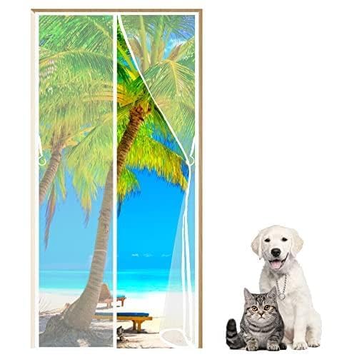 DteDty Fliegengitter für, 130x245cm Türen - Insektengitter mit Aluminium-Rahmen & Clear View - Tür Insektenschutz Weiß von DteDty