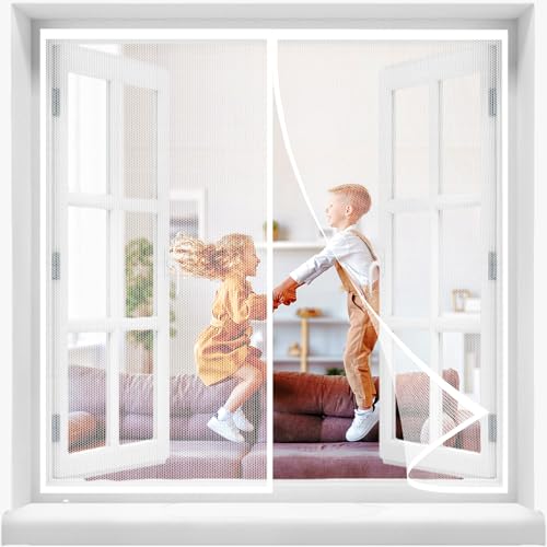 Magnet Fliegengitter Fenster, 140x145cmInsektenschutz Fenster,Mückenschutz Fenster Magnetische Adsorption FliegengitterFensteren Automatisches SchließEn, für Flure/Fensteren/Fenster (Weiß) von DteDty