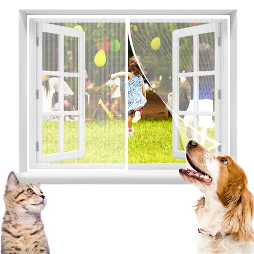 Magnet Fliegengitter Fenster 100x95cmInsektenschutz Fenster,Magnetvorhang Fliegennetz Moskitonetz für BalkonFenster Wohnzimmer TerrassenFenster, Fliegenschutz ohne Bohren (Weiß) von DteDty