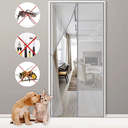 Magnet Fliegengitter Tür, 80x195cm Robustes Fiberglas & extra starke Magnete Insektenschutz Balkontür Fliegenvorhang Terrassentür Fliegenschutz, Magnetvorhang ohne Bohren Grau Magnet Fliegengitter Tür, 80x195cm Robustes Fiberglas & extra starke Magnete Insektenschutz Balkontür Fliegenvorhang Terrassentür Fliegenschutz, Magnetvorhang ohne Bohren Grau von DteDty