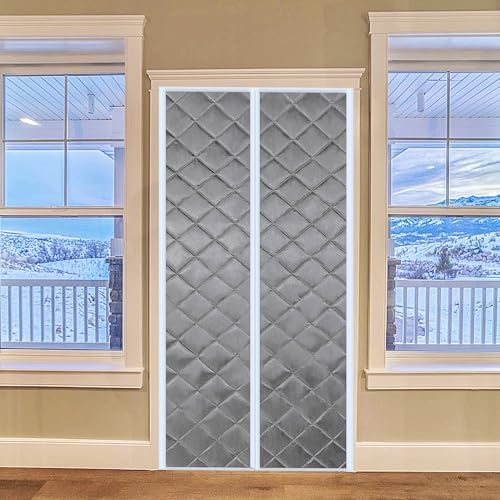 Warmeschutzvorhang Tur, 80x200cm Magnetverschluss Thermovorhang Filz Turvorhang Thermo Kalteschutz Wärmedämmung Geräuschisolierung für Balkontür(Grau) von DteDty