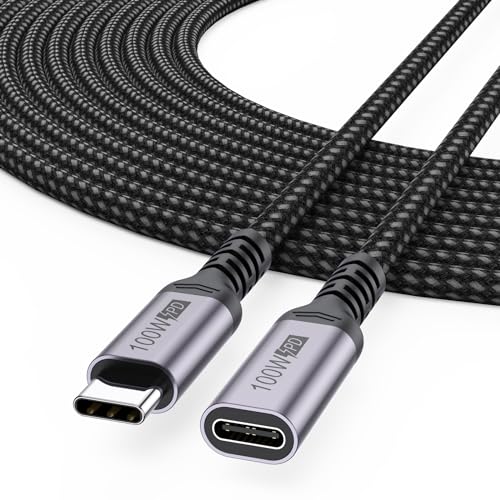 DteeDck USB-C-Verlängerungskabel, 4,5 m, USB-Typ-C-Verlängerungskabel, Stecker auf Buchse, geflochten, USB-3.1, Gen2, Kompatibilität mit Laptop, Tablet, Handy und mehr von DteeDck