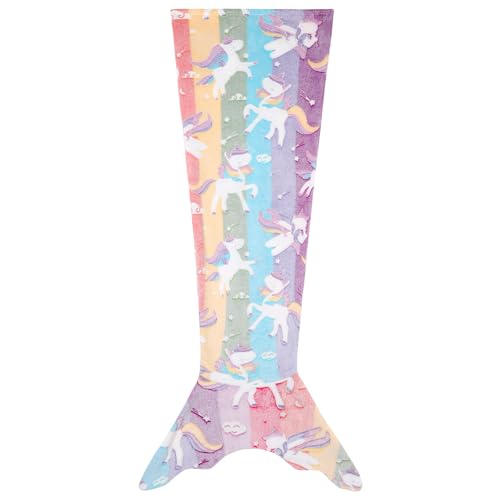 Dtiaagto Meerjungfrauenschwanz Decke für Mädchen, Weicher Flanell Tragbare Meerjungfrauendecke für Kinder, Kuschelschlafsäcke Wohnzimmer Sofa Decke Geburtstagsgeschenk(55" X 20") von Dtiaagto