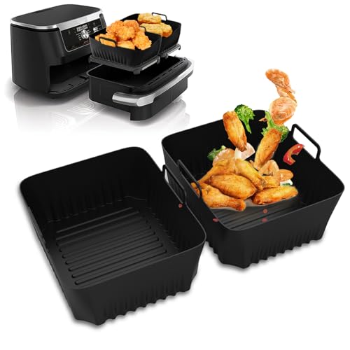 2 Stück Airfryer Zubehör für Ninja Foodi Flexdrawer 10.4 L AF500EU, Silikonform Silikoneinsatz Airfryer Accessories für Heißluftfritteuse Ninja Airfryer（Schwarz） von DtosbvOQ