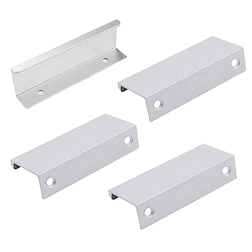 DtosbvOQ 4 Stück Versteckter Schrankgriffe, Schrank Unsichtbarer Möbelgriff, Verdeckter Möbelgriffe, Aluminium Schubladengrif,Versteckter Griffe, für Kleiderschrank Schubladen Schlafzimmer(Silber) von DtosbvOQ
