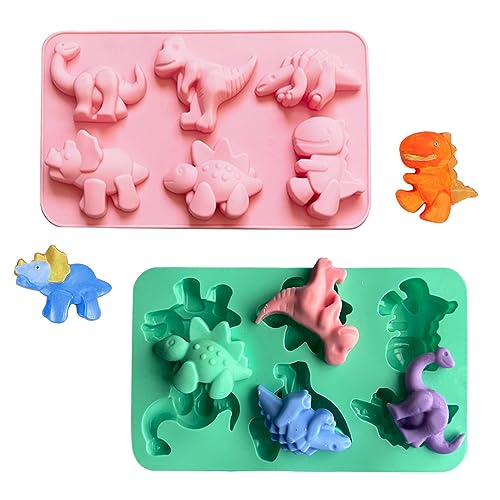 Dtoterul Dino Kuchenform 2 Stück Silikon Backform Dinosaurier 3D Silikonform Backen Schokoladenform Silikon Silikon Dinosaurier Mini Dinosaurier Muffinförmchen für Gelee Kuchen Eiswürfel von Dtoterul