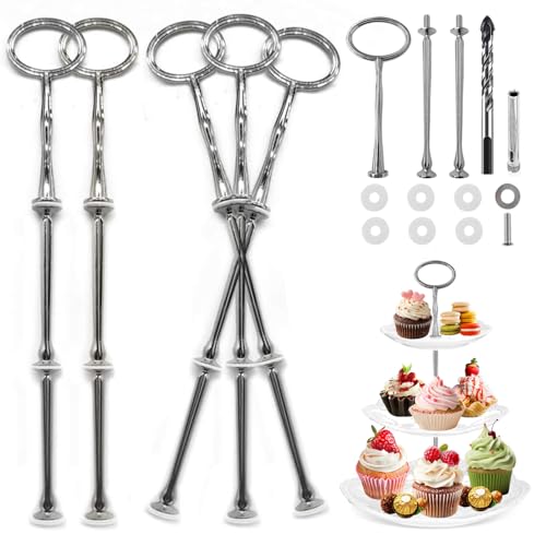 Dtoterul Etageren Stangen Set Silber 5 Stück Etagere Bausatz Stäbe Für Etageren Bastelset Gestänge für Metallstange Etagere Oval etageren Selber Machen von Dtoterul