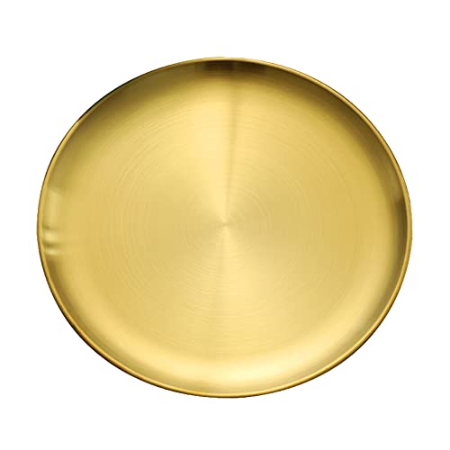 Dtoterul Goldene Tablett 26cm Rundes Serviertablett Servierteller Serviertablett Dekotablett Dekoteller Goldene Unterteller Serviertablett Groß Dekotablett Organizer für Aufbewahrung Dekoration von Dtoterul