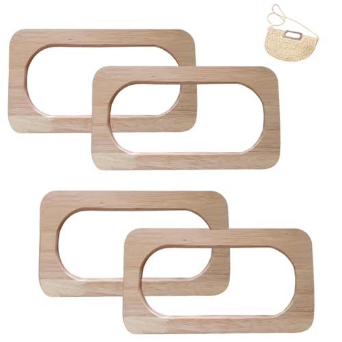 Dtoterul Holzhandtaschengriff 4 Stück Handtaschengriffe Aus Holz Holztasche Griff Taschengriffe Holz Rechteckig Ersatz Handgefertigte Taschengriffe für Handtaschen Clutches und Portemonnaies von Dtoterul