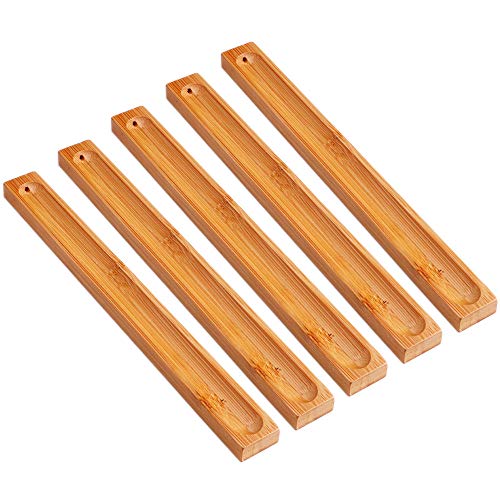 Dtoterul Räucherstäbchen Halter Holz 5 Stücke Räucherstäbchenhalter Incense Sticks Holder Bambus Halter für Räucherstäbchen Weihrauch Brenner Asche Fänger 23cm für ZubehörHome Decor von Dtoterul