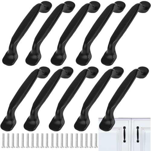 10 Stück Schrankgriffe Schwarz, Griffe Küchengriffe Aluminiumlegierung Möbel Griffe Türgriffe Stangengriff Kabinett Griffe, mit Schrauben, für Kleiderschrank, Gartentür, Schuppentür(Lochabstand 96 mm) von Dtoterul