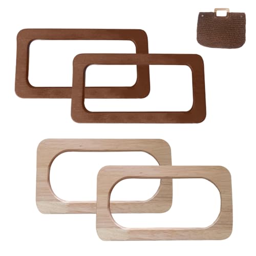Dtoterul Taschengriffe 4 Stück Taschengriffe Holz Handtaschengriffe Aus Holz Holztasche Griff Rechteckig Ersatz Handgefertigte Taschengriffe für DIY Taschenherstellung Zubehör (2 Farben) von Dtoterul
