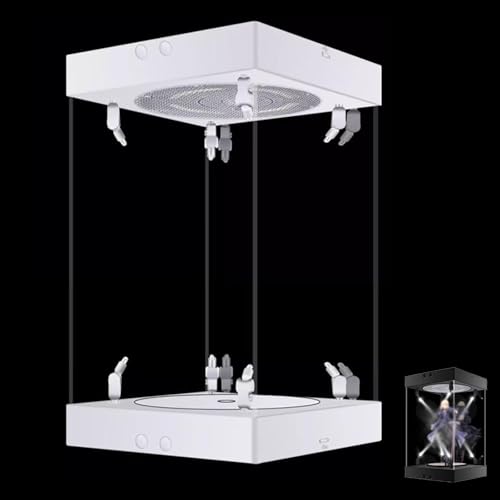 Dtyubfg Vitrine aus Acryl mit Schwarzer Basis, Vitrinenschrank mit LED - Zusammenbauen Arbeitsplatte Klarer Acrylkasten Organizer Staubdichte - für Action Figuren Spielzeug, Sammlerstücke von Dtyubfg