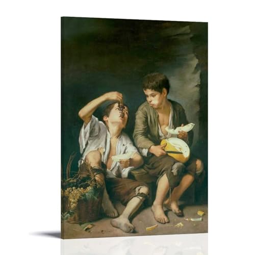 DuBom Bartolome Esteban Murillo Malerwerk (Jungen essen Trauben und Melone) Poster, dekoratives Gemälde, Leinwand, Wandkunst, Wohnzimmer, Schlafzimmer, 30 x 45 cm von DuBom