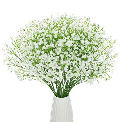 DuHouse 10 Stück künstliche Blumen mit Babybreath (weißer Langer Stiel) von DuHouse