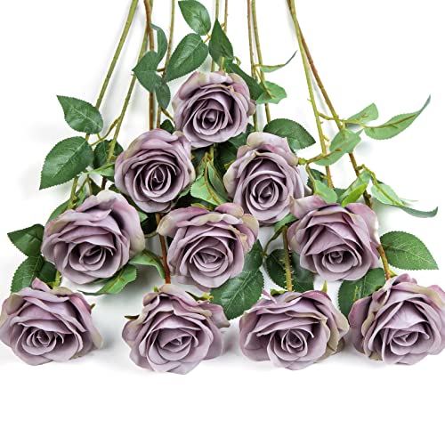 DuHouse Künstliche Rosen, künstliche Seidenblumen, Brautsträuße mit einzelnen Langen Kunststoffstielen für Arrangement, Hochzeit, Tischdekoration, Party, Heimdekoration von DuHouse