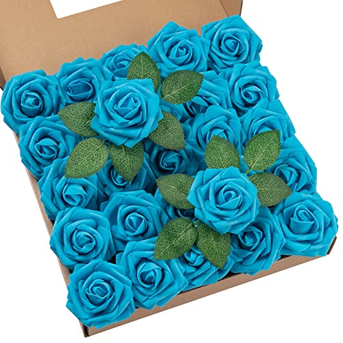 DuHouse Künstliche Rosen Blumen Fake Schaumstoff Rosen Köpfe mit Stiel Künstliche Blumen Rose für Hochzeit Home Party Baby Dusche Valentinstag Deko(25 Stück,Mittelblau) DuHouse Künstliche Rosen Blumen Fake Schaumstoff Rosen Köpfe mit Stiel Künstliche Blumen Rose für Hochzeit Home Party Baby Dusche Valentinstag Deko(25 Stück,Mittelblau) von DuHouse