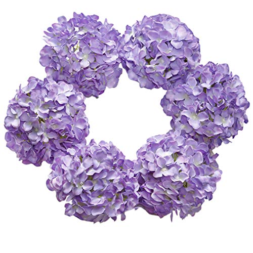 DuHouse Hortensien Kunstblumen, künstliche Blume Seide Hortensie mit Stiel, 22cm Fake Hortensien Blumen Köpfe für Hochzeit nach Hause Garten Mittelstück Dekorationen, 6 Stück(lila) von DuHouse