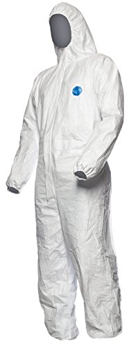 100 Stk. DuPont Tyvek 400 Dual Chemikalienschutzkleidung, KategorieII, Typ 5 und 6 Vorderseite aus Tyvek Einsatz aus SMS auf der Rückseite Weiß Größe XL von DuPont