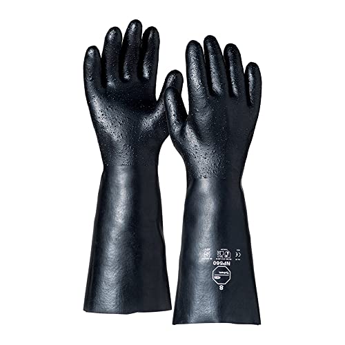 DuPont Tychem NP560| Chemikalienschutzhandschuhe mit Neoprenbeschichtung, 55-mil (1,39 mm), Kategorie III, Schwarz, Größe 10/L, Box mit 72 Paar von DuPont