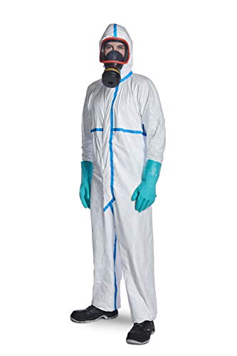 DuPont Tyvek 600 Plus | Chemikalienschutzkleidung mit Kapuze und Überklebte Nähte, Kategorie III, Typ 4-B, 5-B und 6-B | Weiß | Größe M von DuPont