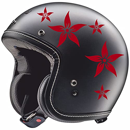 DualColorStampe Aufkleber - Blumen Helm Damen - Dekoration für Scooter Auto Motorrad Aufkleber Code C0001 (Rot 031) von DualColorStampe