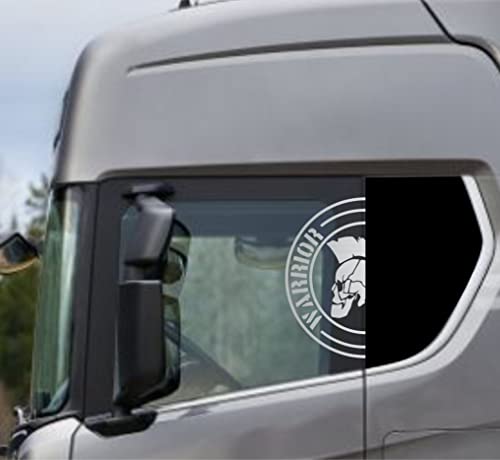 DualColorStampe Aufkleber Kompatibel Mit Scania Daf Iveco Man LKW Zubehör Fenster WARRIOR COD.0302 (Silber 90) von DualColorStampe
