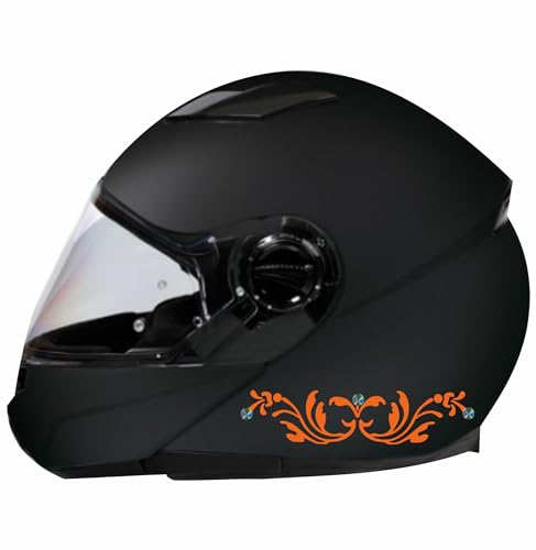 DualColorStampe Aufkleber für Helm Motorrad Moped Helmet Universal Streifen Design Sport Sticker Blumen Tribal PVC Prisma Code C0069 (Orange 35) von DualColorStampe