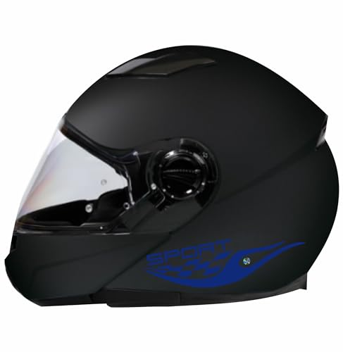 DualColorStampe Aufkleber für Helm Motorrad Moped Helmet Universal Stripes Streifen Design Sport PVC Prismatisch Code C0071 (BLU 49) von DualColorStampe