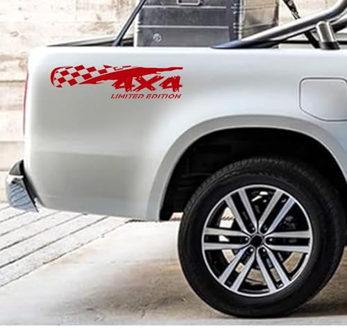 DualColorStampe Aufkleber für Pickup 4 x 4 Off Road (2 Stück DX-SX) Offroad Zubehör Sticker Decal Auto Schachbrett Code 0390 (Rot 31) von DualColorStampe