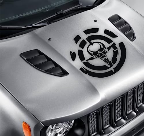 DualColorStampe Aufkleber kompatibel mit Jeep Renegade Motorhaube - Geländewagen 4X4 Seitenwände Fronttür Offroad Aufkleber Auto Decal Schädel Schwert 0344 (Schwarz Matt) von DualColorStampe