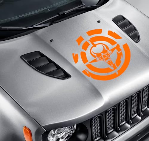 DualColorStampe Aufkleber kompatibel mit Jeep Renegade Motorhaube - Geländewagen 4X4 Seitenwände Fronttür Offroad Aufkleber Autoaufkleber Decal Schädel Schwert 0344 (Orange) von DualColorStampe