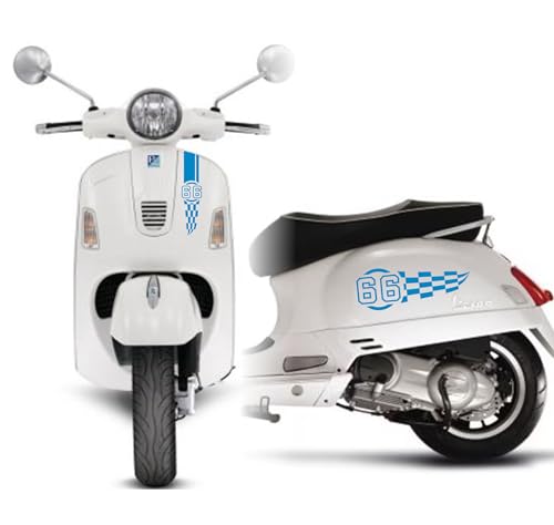 DualColorStampe Aufkleber kompatibel mit Piaggio Vespa GTS 300 Super GTV 300 GTV250 GTV125 Schachbrett N66 Code M0332 (BLU 53) von DualColorStampe