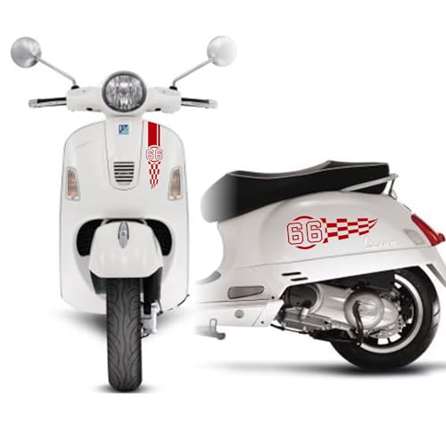 DualColorStampe Aufkleber kompatibel mit Piaggio Vespa GTS 300 Super GTV 300 GTV250 GTV125 Schachbrett N66 Code M0332 (Rot 31) von DualColorStampe