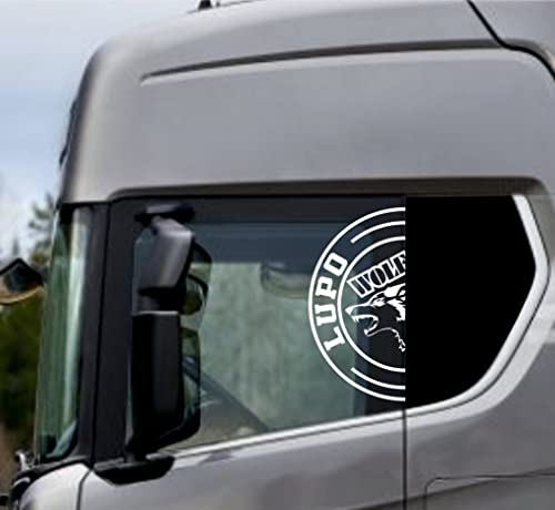 DualColorStampe Aufkleber kompatibel mit Scania Daf Iveco Man LKW Zubehör LKW-Aufkleber LKW Fenster LUPO COD.0303 (mattweiß) von DualColorStampe