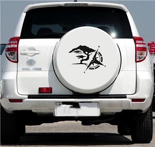 DualColorStampe Aufkleber für Toyota Rav4 Reserverad Abdeckung - Matt, Vinyl, Natur, Baum Kompass - Outdoor, 1 Stk von DualColorStampe