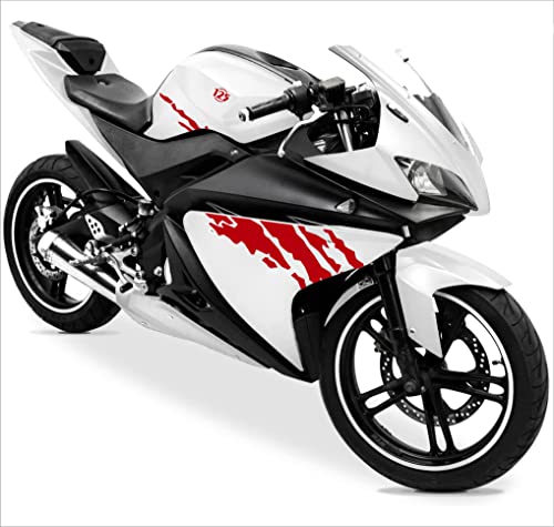 DualColorStampe Aufkleber kompatibel mit Yamaha YZF-R125 R125 (DX-SX) Carena Motorrad Decal Sticker Design Kratzer M0127 (Rot) von DualColorStampe