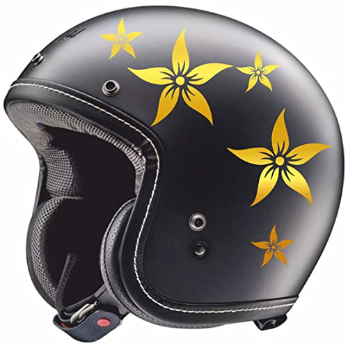 DualColorStampe Aufkleber mit Blumen-Helm, Dekoration für Roller, Auto, Motorrad, Aufkleber, C0001 (Gold 091) von DualColorStampe