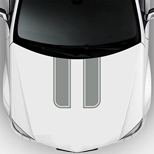 DualColorStampe Klebebänder Auto Aufkleber Motorhaube Universal-Streifen, Aufkleber Stern Motorhaube Auto, Aufkleber für Streifen Auto Tuning 0280 (Grau) von DualColorStampe