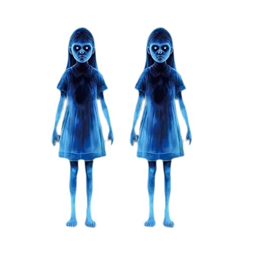 Dualoai 2 Halloween Gartenschilder mit Mädchen Design, 2D Atmosphäre, Flache, Gruselige, Unheimliche Form für Partys, 60cm von Dualoai