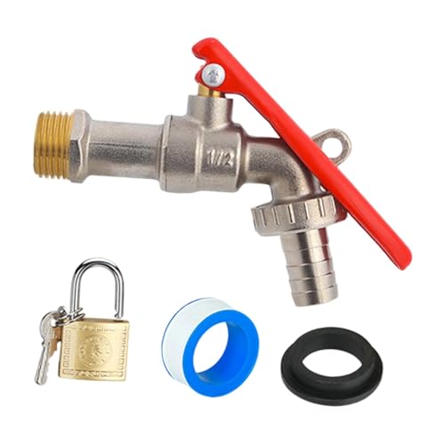 Dualoai Abschließbarer Gartenwasserhahn Aus Messing für Den Außenbereich, Ersatz für Rasen, Garage Und Zuhause, Pagode 20mm Set von Dualoai
