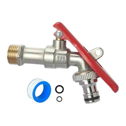 Dualoai Abschließbarer Gartenwasserhahn Aus Messing für Den Außenbereich, Ersatz für Rasen, Garage Und Zuhause, Schnellkupplung 20mm von Dualoai