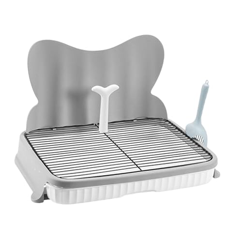 Dualoai Auslaufsichere Hundetoilette mit Schutz, Indoor PIPI Tablett mit Urinal für Hunde, 57cm Grau 14mm von Dualoai
