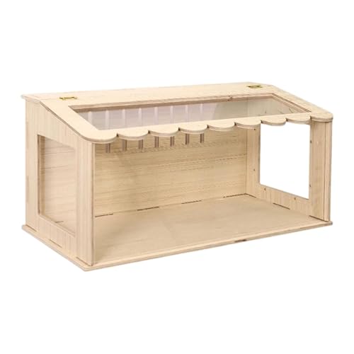 Dualoai Hamsterkäfig aus Holz mit Fenster, Holz Hamsterkäfig für syrische Hamster, Hamster Holzhaus Käfig,Hamster Habitat Wachtelnest Käfig für Rennmäuse Wachteln Küken, Zubehör, 60cmx30cmx30cm von Dualoai