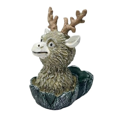 Dualoai Elch Blumenhalter mit Bonsai Topf für Den Innen Und Außenbereich, Mehrfarbig, 9 cm X 6.5 cm X 11.5 von Dualoai