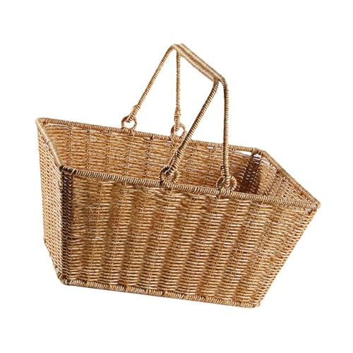 Dualoai Geflochtener Korb, Picknickkorb, Einkaufskorb, Aufbewahrungskorb mit Tragegriff Aus PP Material für Brot, Obst Und Gemüse für Die Familienpicknickküch, L Dualoai Geflochtener Korb, Picknickkorb, Einkaufskorb, Aufbewahrungskorb mit Tragegriff Aus PP Material für Brot, Obst Und Gemüse für Die Familienpicknickküch, L von Dualoai