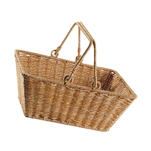 Dualoai Geflochtener Korb, Picknickkorb, Einkaufskorb, Aufbewahrungskorb mit Tragegriff Aus PP Material für Brot, Obst Und Gemüse für Die Familienpicknickküch, M Dualoai Geflochtener Korb, Picknickkorb, Einkaufskorb, Aufbewahrungskorb mit Tragegriff Aus PP Material für Brot, Obst Und Gemüse für Die Familienpicknickküch, M von Dualoai